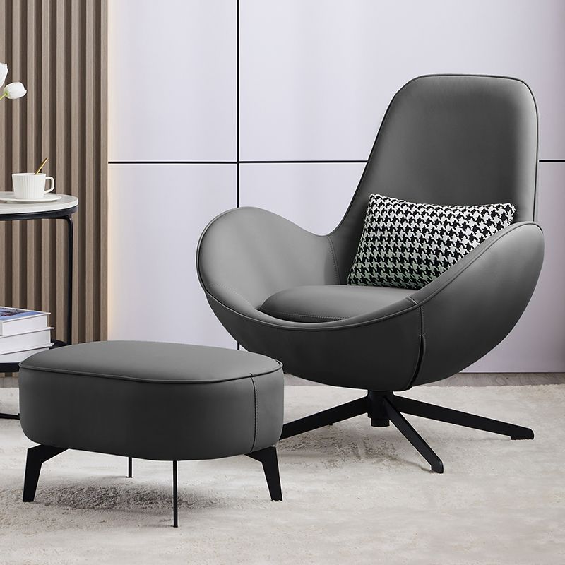 Fixed Back Lounge Chair Water Resistant Ottoman Set with Metal Legs