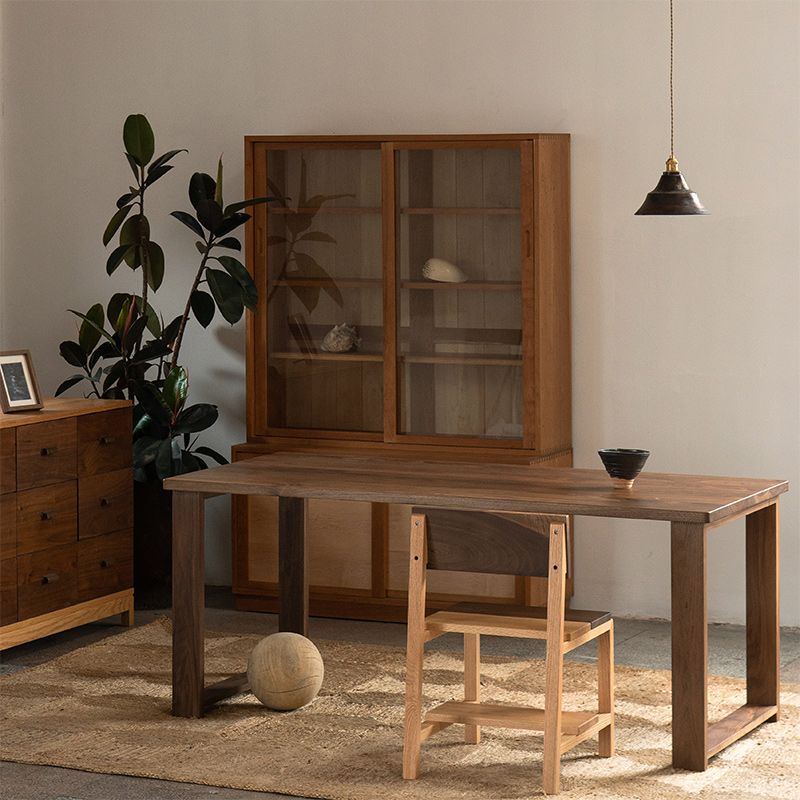 Modern Rectangle Dining Table Solid Wood Table with Sled Base