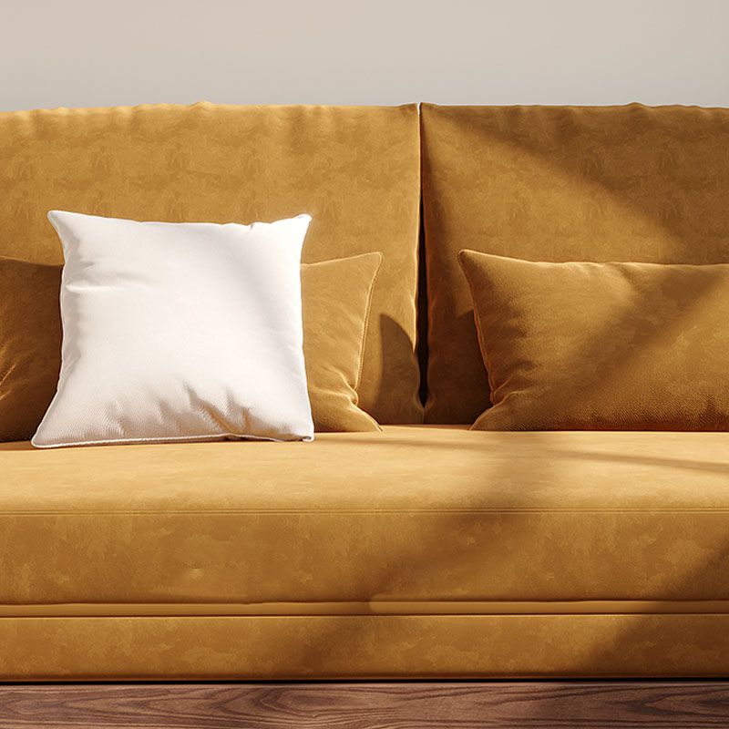 Modern Armless Sofa Bed Convertible with Pillows Seating in Brown