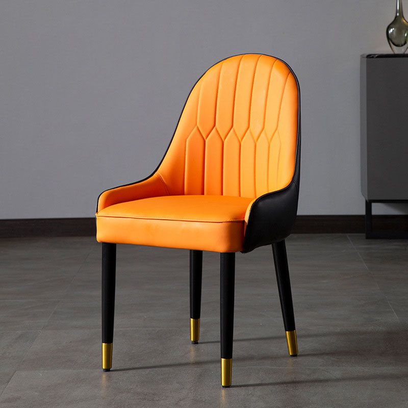 Scandinavian Upholstered Dining Chairs Arm Solid Back Dining Side Chair