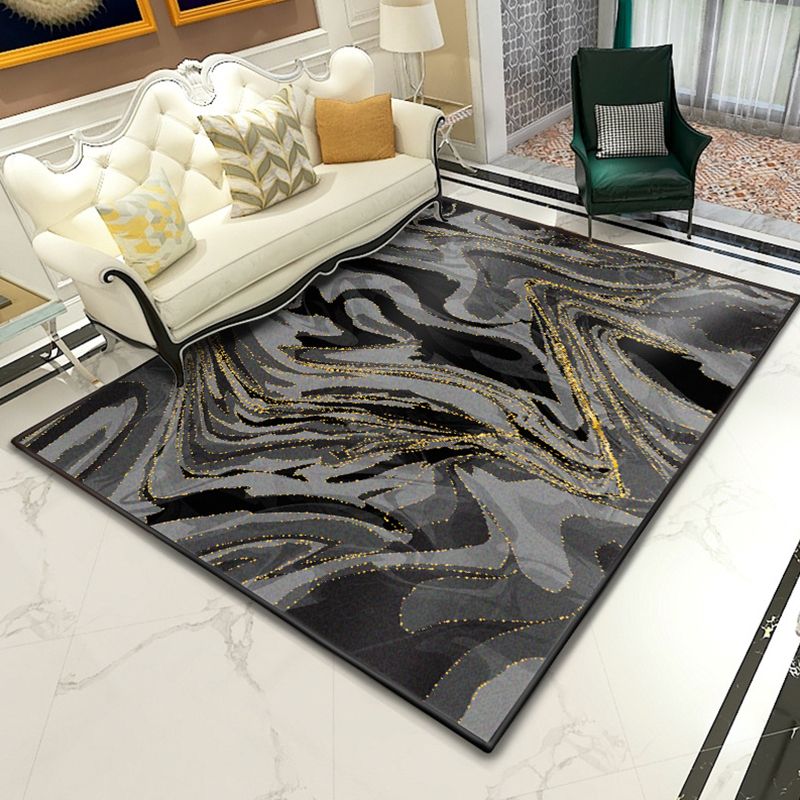 Modern Abstract Lava Print Rug Multi-Colored Modern Carpet Polypropylene Stain Resistant Non-Slip Backing Machine Washable Rug for Home