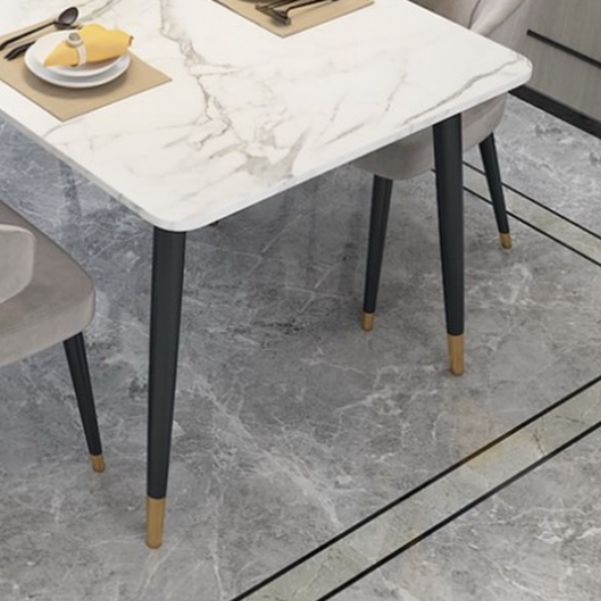 Modern Dinette Set 1/4/5 Pieces Rectangle White Marble Dining Table Set