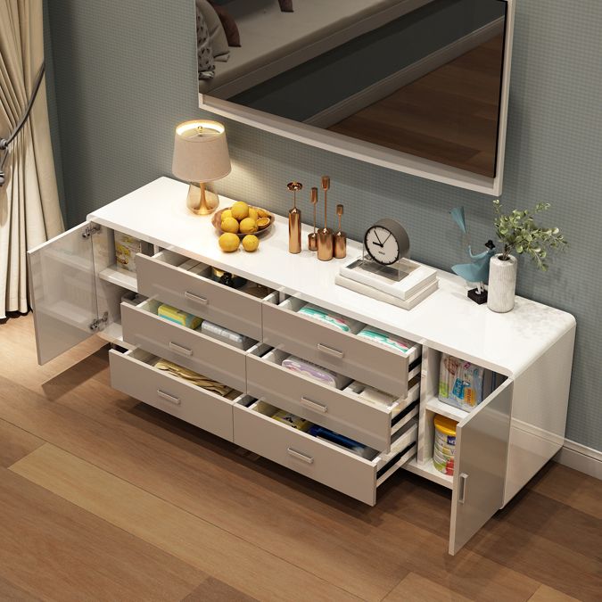 Modern Engineered Wood Sideboard Simple Buffet Table with Drawer for Dining Room