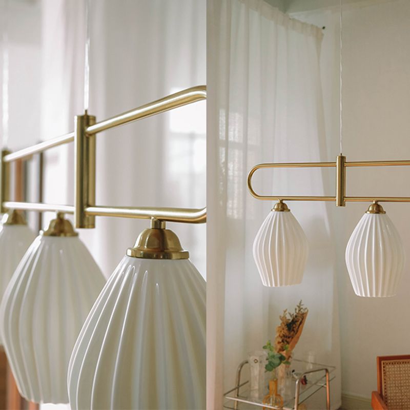 Contemporary Island Light Lantern-Shaped Ceramics 4 Light Island Pendant Lights