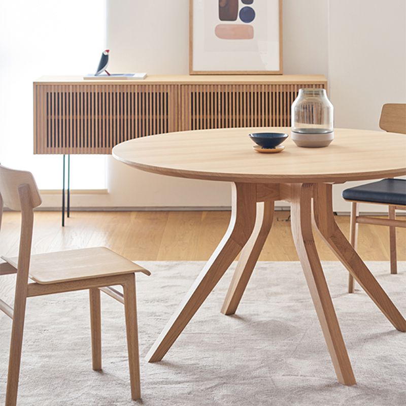 Natural Round Table Wooden Dining Room Kitchen Home Furniture with 4 Legs