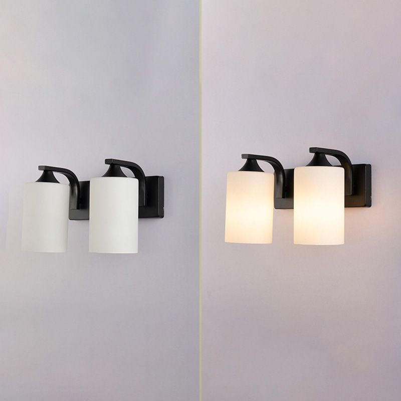 Modern Style Cylinder Shape Wall Light Glass Sconces for Bedroom