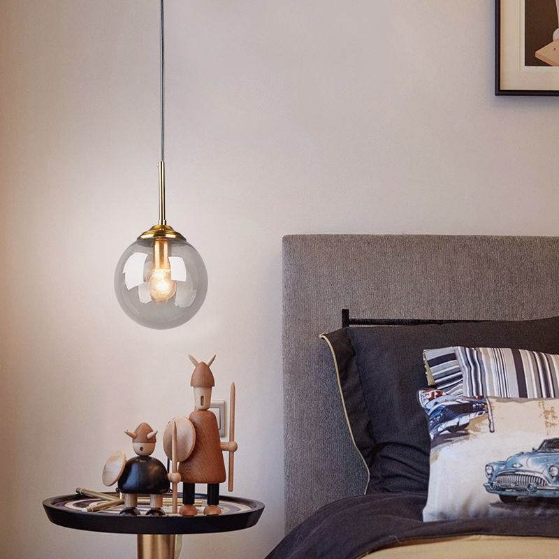 Oval Glass Modern Minimalist Suspension Pendant Light 6" Diameter Coffee Shop Hanging Lamp with 47" Hanging Wire