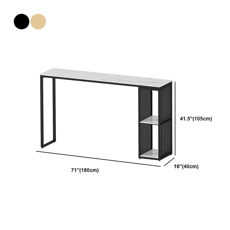 Glam Style Fixed Bar Table 1/2/3 Pieces Faux Marble Rectangle Counter Table