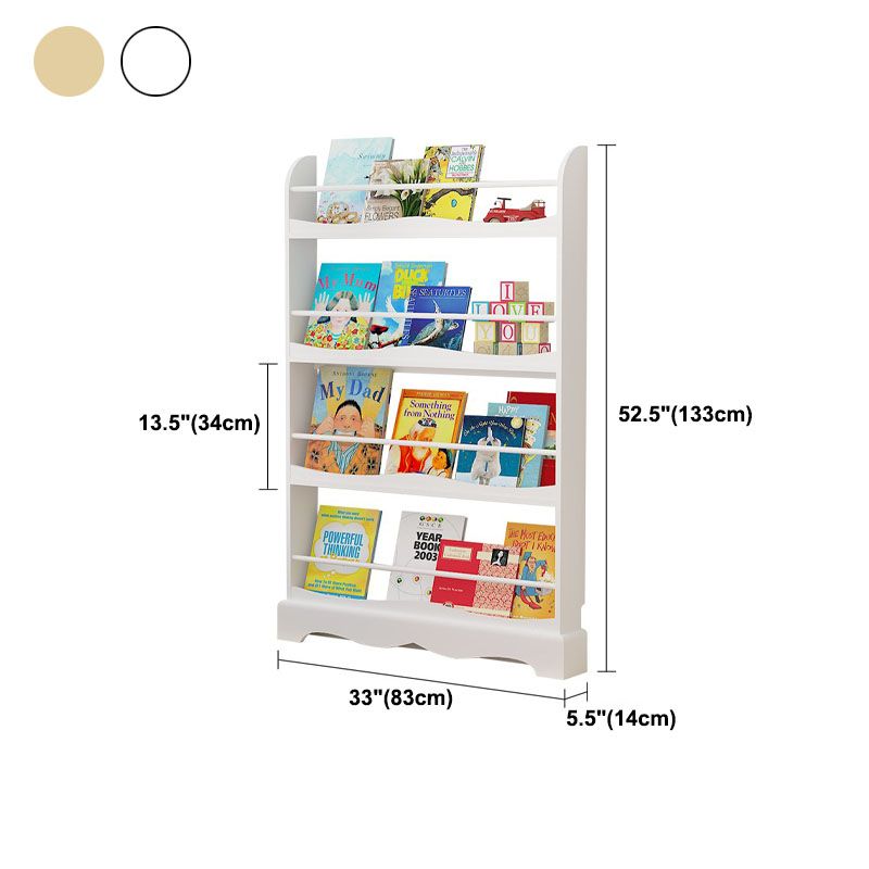 Pine Wood Wall Unit Bookshelf Scandinavian Vertical Bookcase for Home