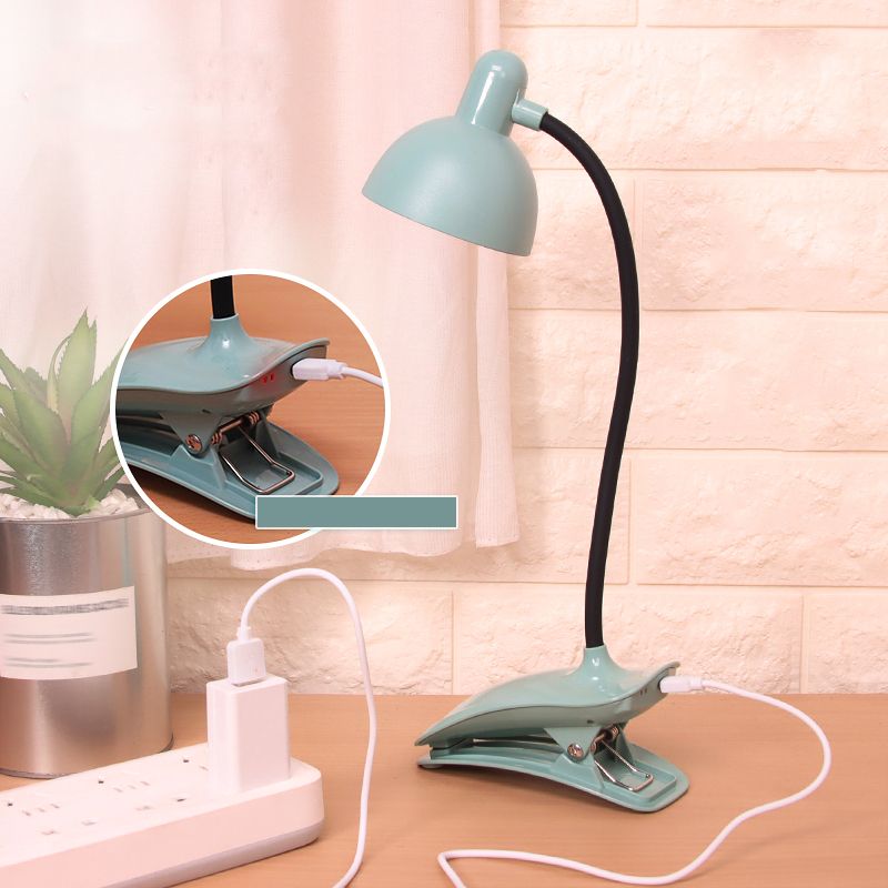 Macaron LED Clamp-on Table Lamp Flexible Gooseneck Reading Light with Plastic Shade