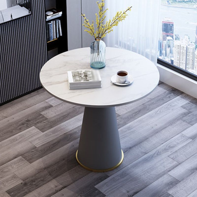 Modern Style Single Leg Base Solid Color Round Top Slate Coffee Table