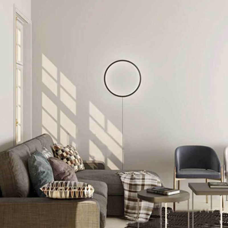 Hedendaags minimalisme Ronde Led Wall Lamp RGB Ambiance Decoratief wandgemonteerd licht in zwart