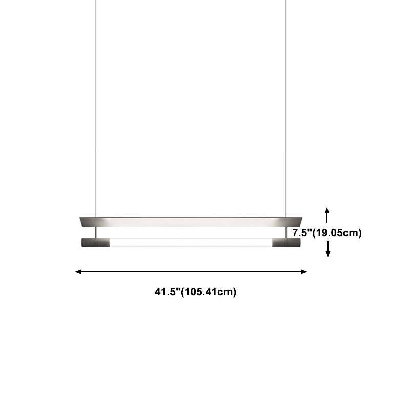 Modern Style Linear Shape Island Lighting Idea Metal 1 Light Island Pendant in Silver