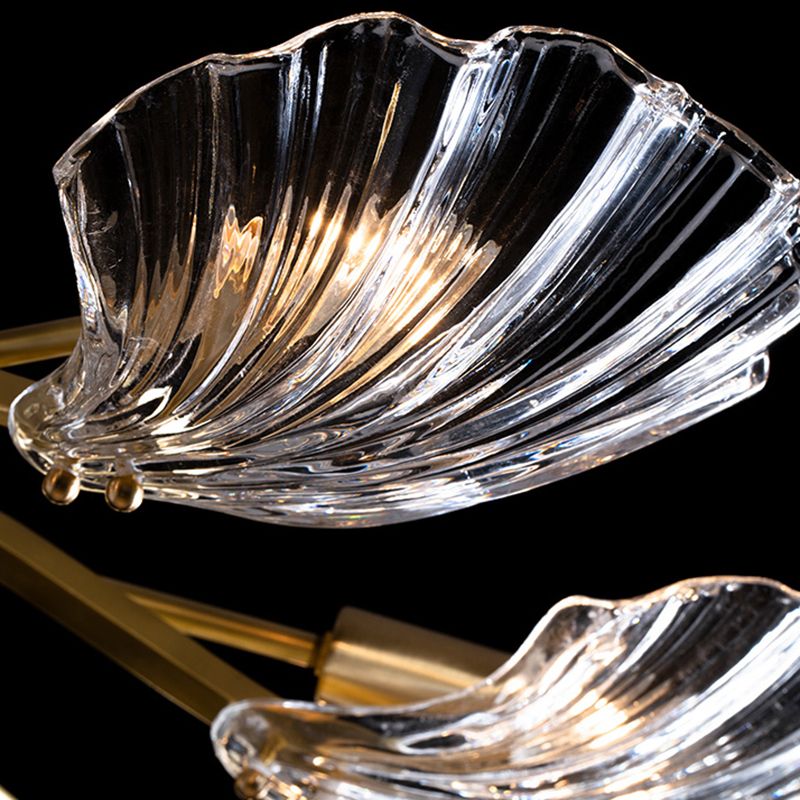 Glass Metal Contemporary Chandelier Gold Pendant Lighting for Living Room