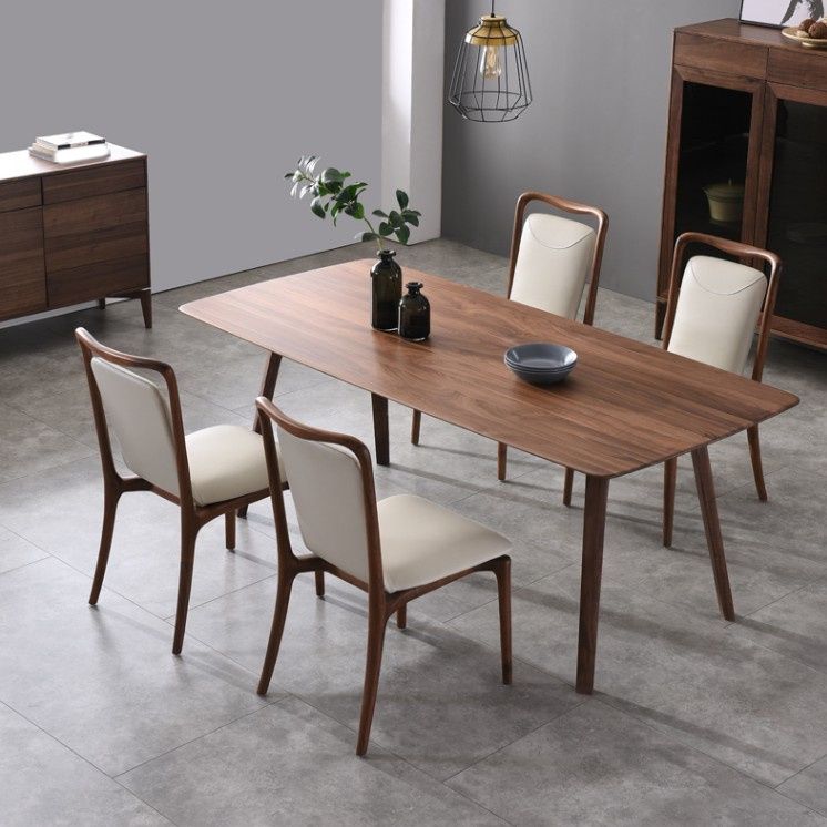 Contemporary Dark Brown Rectangular Wooden Dining Table with 4 Foot