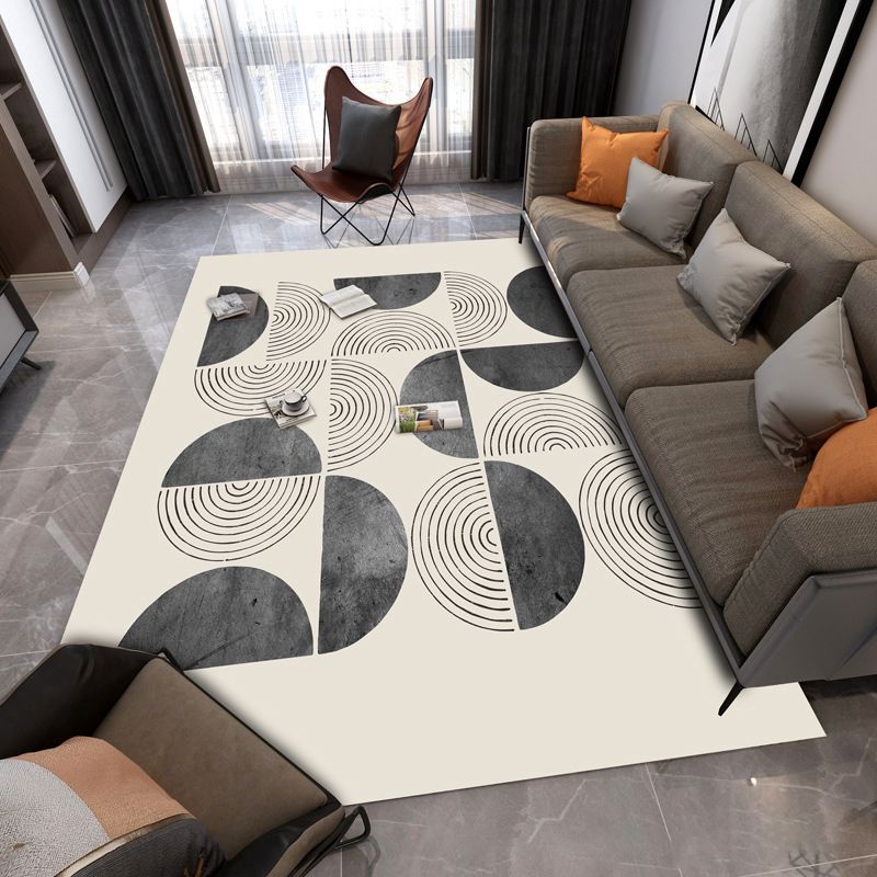 Apricot Modern Carpet Polyester Pattern Carpet Washable Area Carpet for Living Room