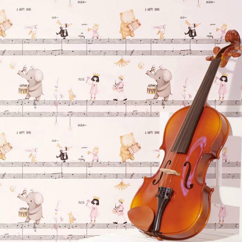 Neuartige Kindertapetenrolle mit Musiknotenmuster, sanfte Farbwanddekoration für das Spielzimmer