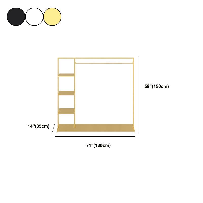 Modern Entryway Kit Hanging Rail and 3 Side Storage Shelves Coat Hanger