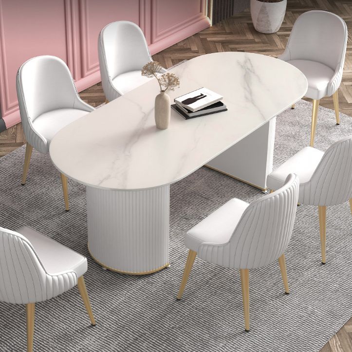 Metal Modern Oval Dining Table Sintered Stone Indoor Table for Dining Room and Kitchen