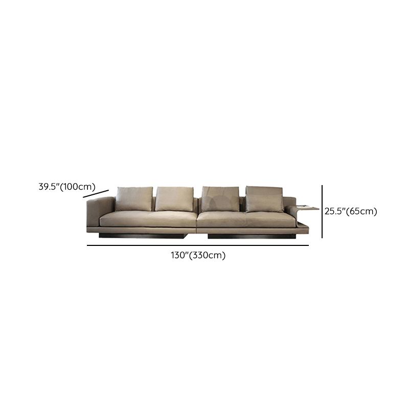 Scandinavian Light-grey Loose Back Square Arm Living Room Seating