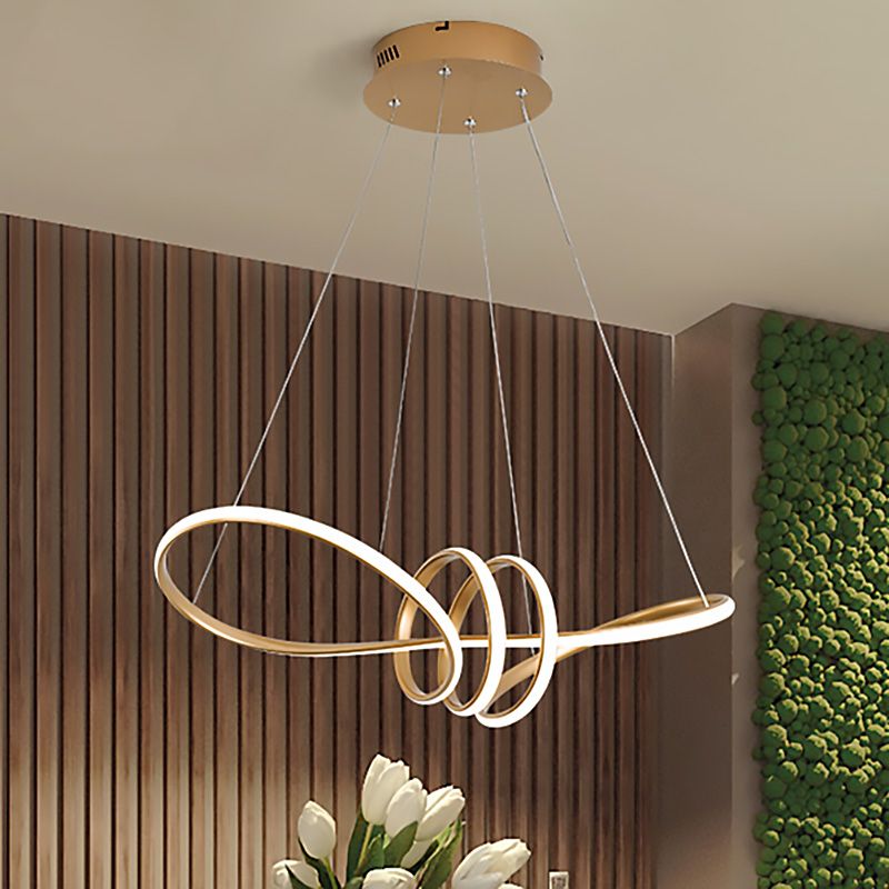 Lampadario a pendente a LED modernista con ombra acrilica kit lampada a spirale in oro a spirale in luce bianca/calda/naturale