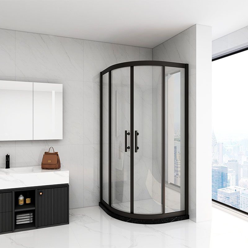 Black Neo-Angle Shower Enclosure Easy Clean Glass Shower Enclosure on Corner