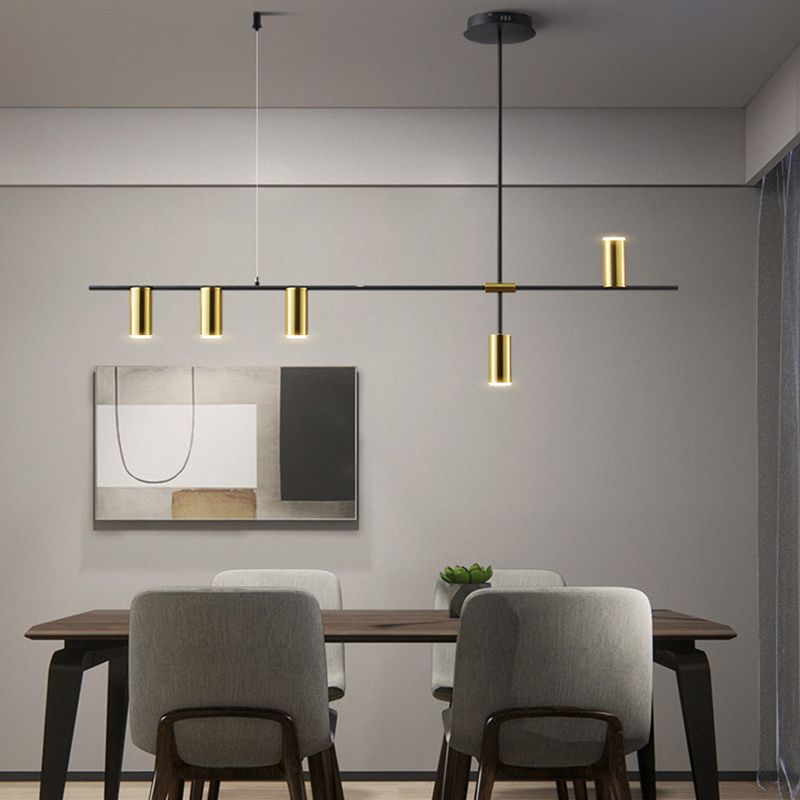 Lámpara de múltiples lámparas de lámparas de isla de cilindro moderna lámpara colgante con sombra de metal
