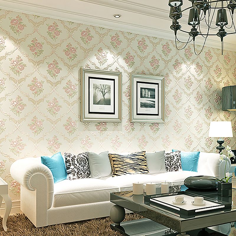 Beautiful Blooming Peony Wallpaper Roll for Bedroom, Pastel Color, 31' L x 20.5" W