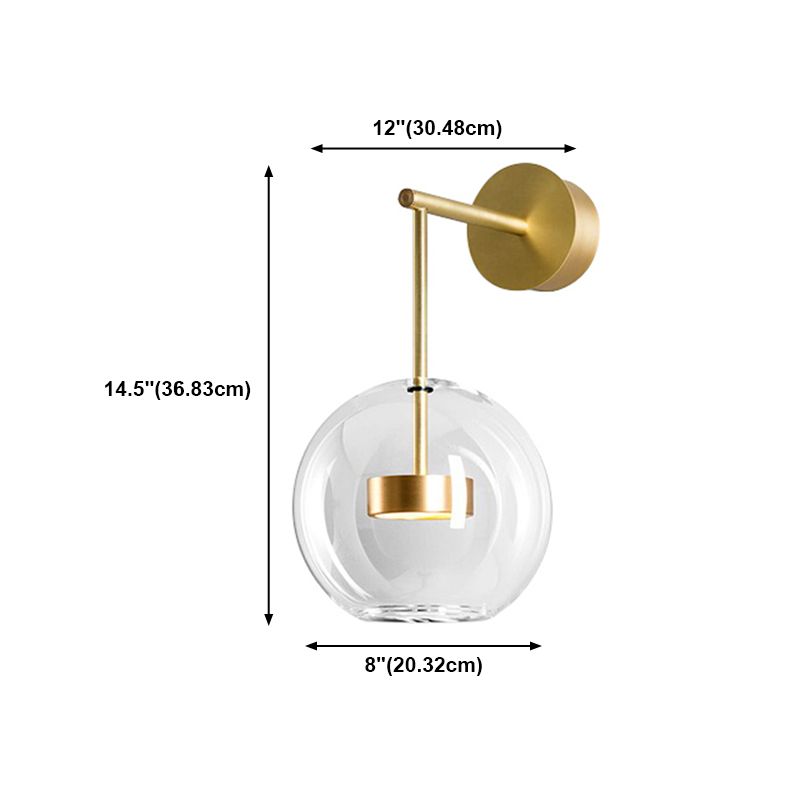 Modern Glass Wall Light Globe Shape 14.5" High Wall Sconce in Gold for Bedroom