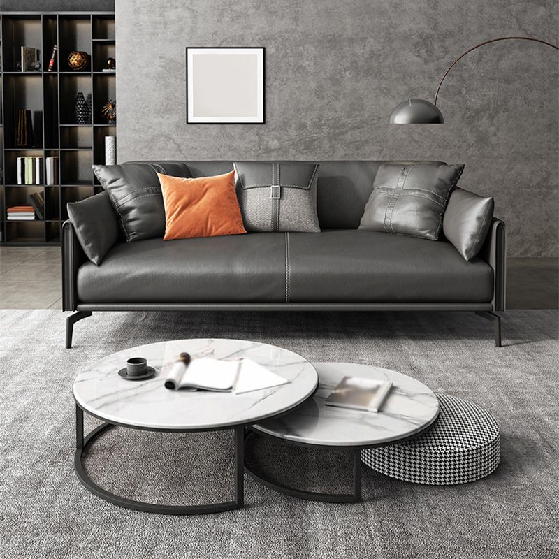Modern Style Cushioned Armrest Padded Leather & Imitation Leather Sofa