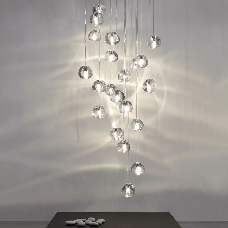 Clear Bubble Glass Mini Pendant Light Modern Nordic LED Round Stair Hanging Lamp