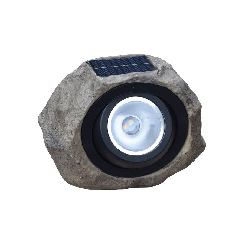 Stone Resin LED Lawn Spotlight Decorative Brown Solar Powered Ground Lighting for Garden