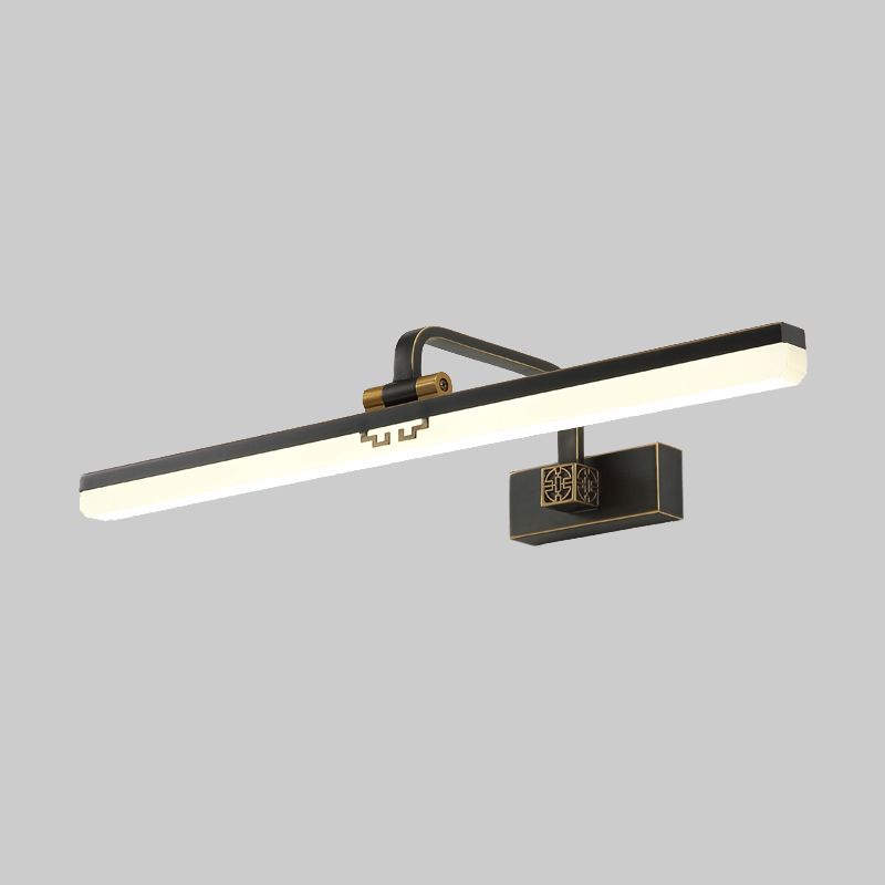 Contemporary Elongated Wall Sconce Metal Dressing Table LED Wall Vanity Light in Black/Brass