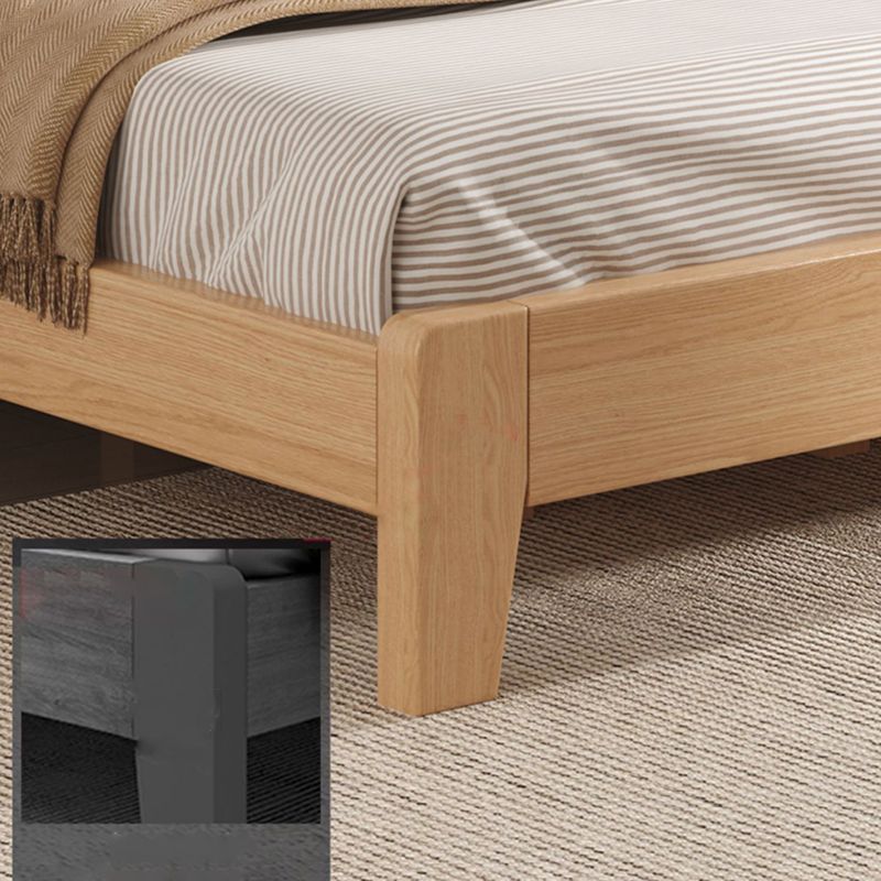 Natural Solid Wood Panel Bed with Headboard Pine Wood Standard Bed