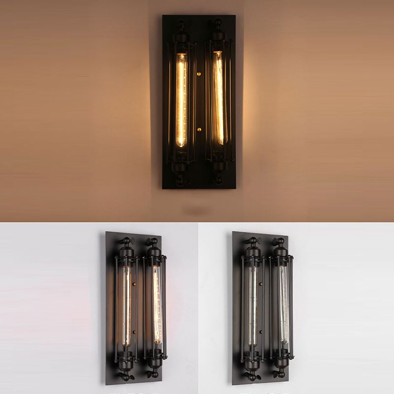 Unique Shape Wall Light Fixture Industrial Metal Wall Mounted Lighting in Black Finish