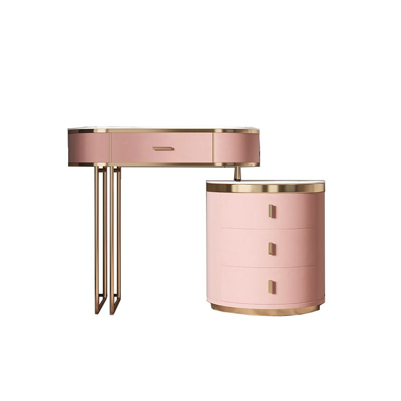 29.52" Height Pink Slate Top Dressing Table with Drawers Make-up Vanity