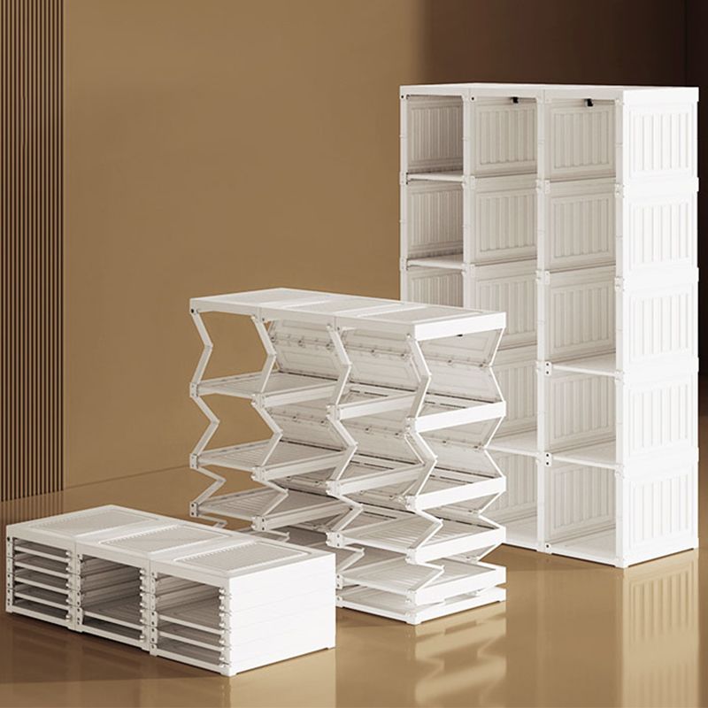 Contemporary Freestanding Plastic Wardrobe Foldable Wardrobe with Shelves in White