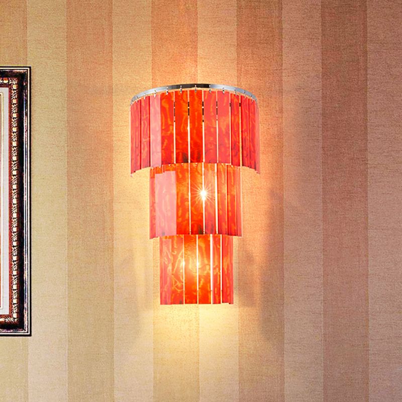 Luz de pared de prisma rojo Luz de estilo moderno 2 luces Acrílico y lámpara de apliques de pared de acero para sala de estar