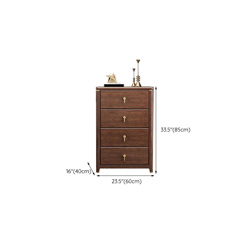 Rectangular Brown Accent Chest Rubberwood Chest with Storage Drawers
