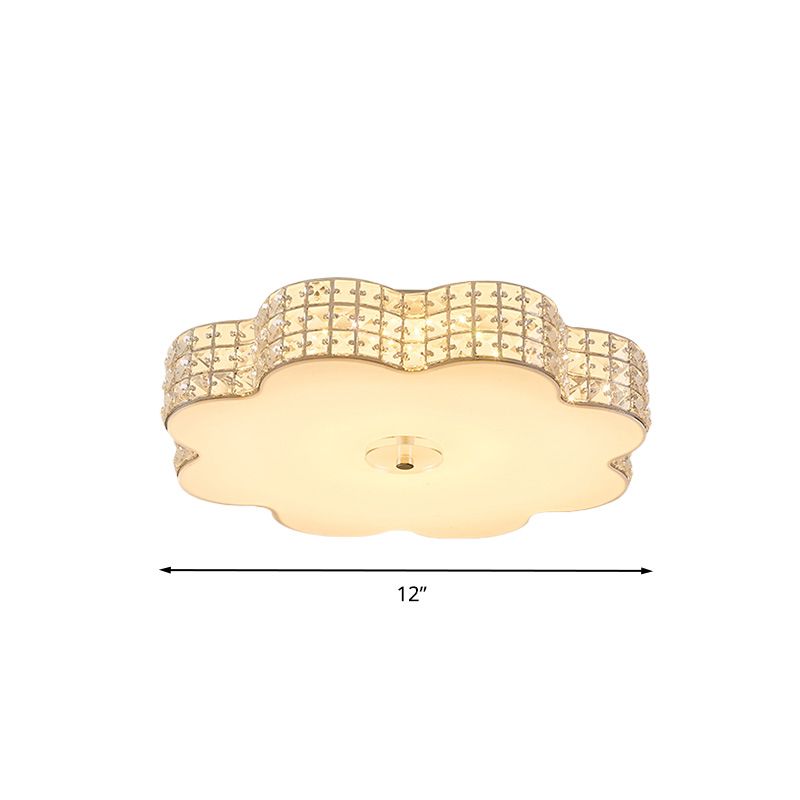 Silberne Blumen-Deckenleuchte, einfacher Stil, Acryl-LED-Unterputzleuchte für Schlafzimmer, 12"/16"/19,5" breit