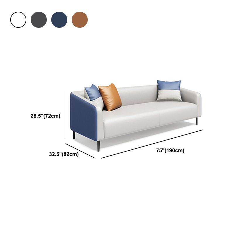 28.34" H Genuine Leather Tuxedo Arm Sofa Contemporary Standard Sofa