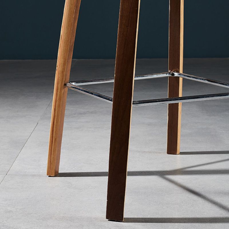 Contemporary Solid Wood Backrest Counter High Stool with 4 Legs
