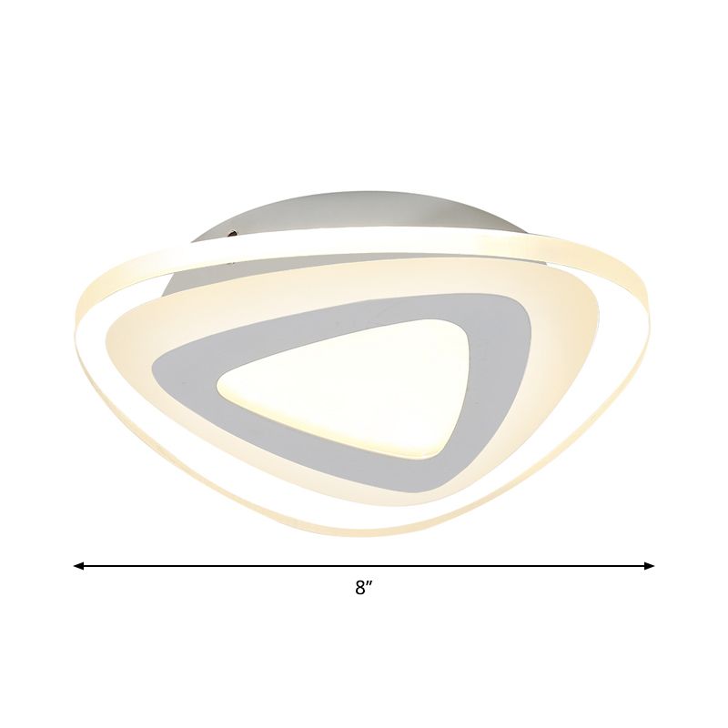 Ultrathin Hallway LED Ceiling Lamp Simplicity White Small Flush Mount Light with Floral/Square/Triangle Acrylic Shade