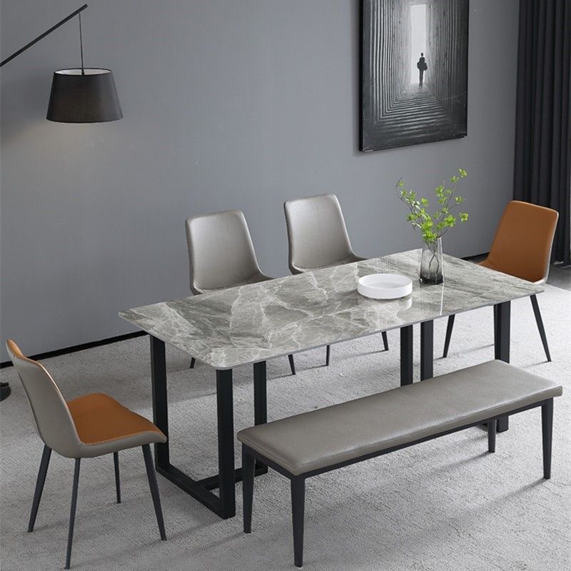Sintered Stone Dining Table Modern Double Pedestal Table for Home Use