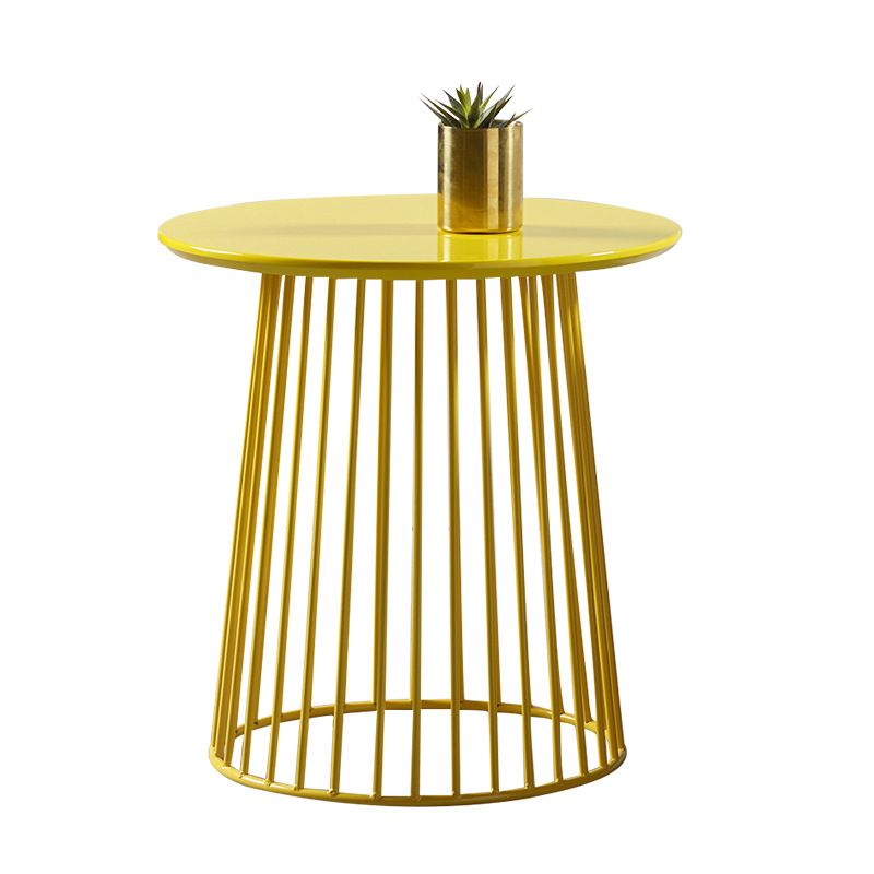 Metal Round Frame Side Table Contemporary Simple Dia 19.7" End Table