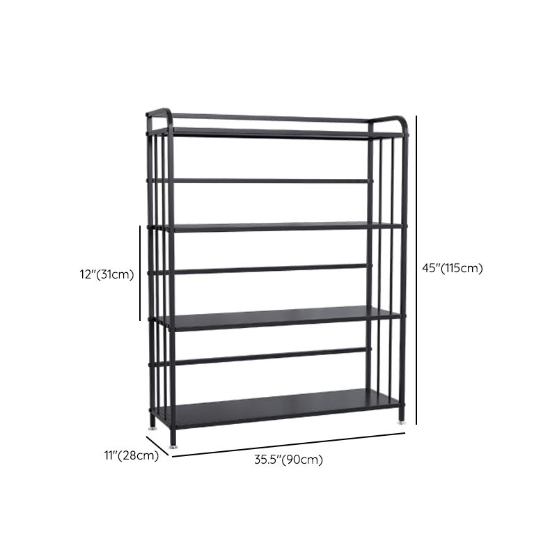 Contemporary Metal Bookshelf Black Etagere Shelf Bookcase for Study Room