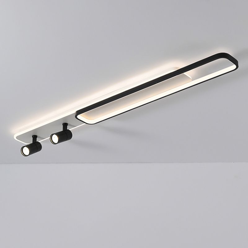 Zwart rechthoekige LED Semi Flush plafondlicht in moderne beknopte stijl acrylspoeling voor woonkamer