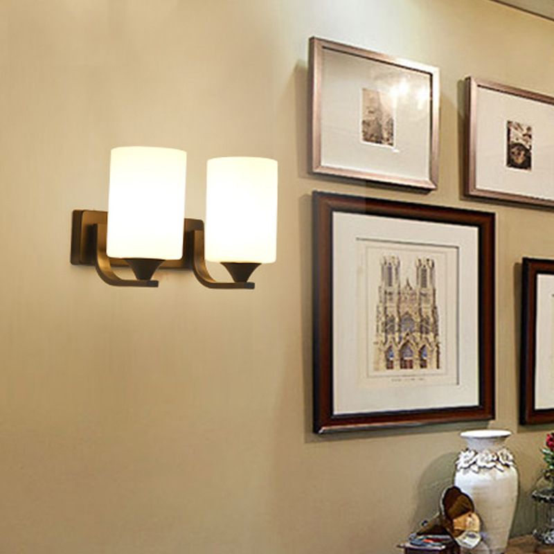 Contemporary Vanity Lighting Glass Shade Wall Light Fixture for Bathroom