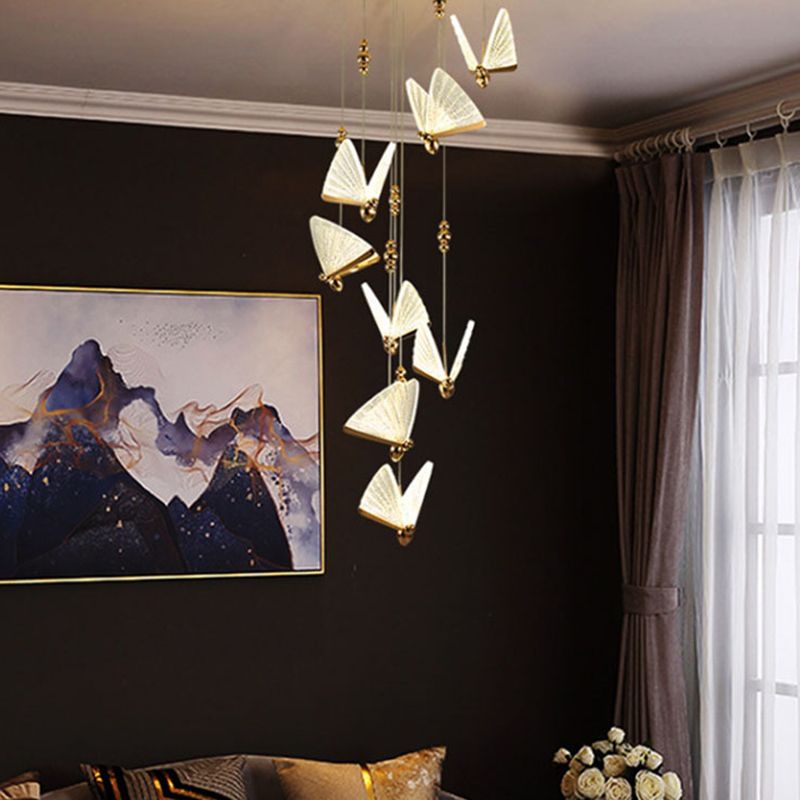 Moderne minimalistische stijl vlindervormige hangende hanglampen 2 lichten hanglichtkit met acrylschaduw