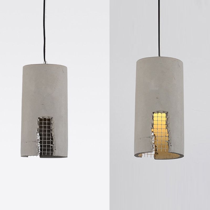 Gray Cement Hanging Light Fixtures Simplicity Suspension Pendant for Bedroom